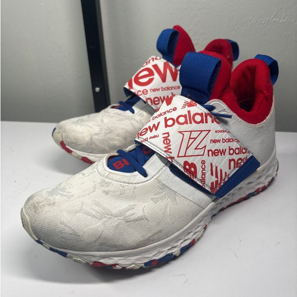 New Balance Men's Lindor 1 Signature Baseball Turf Sneakers White Red Blue 11.5
